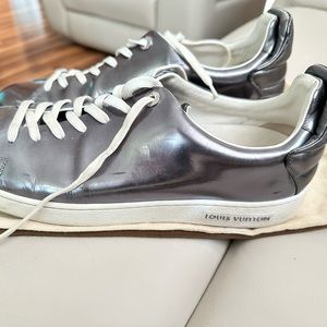Louis Vuitton Silver Metallic Fashion Sneaker Athletic Shoes